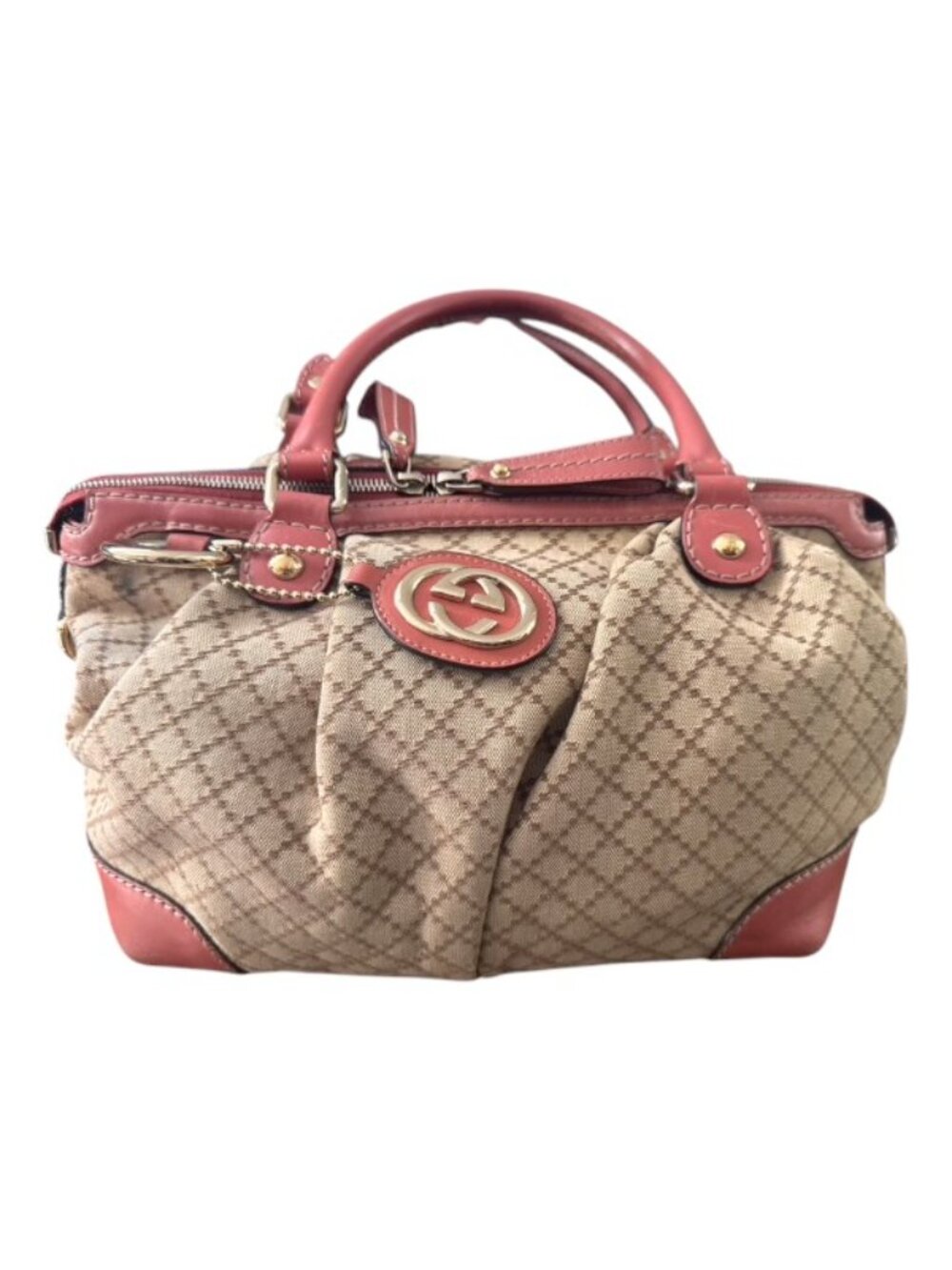Gucci Diamante Sukey Boston Satchel | Beige & Coral